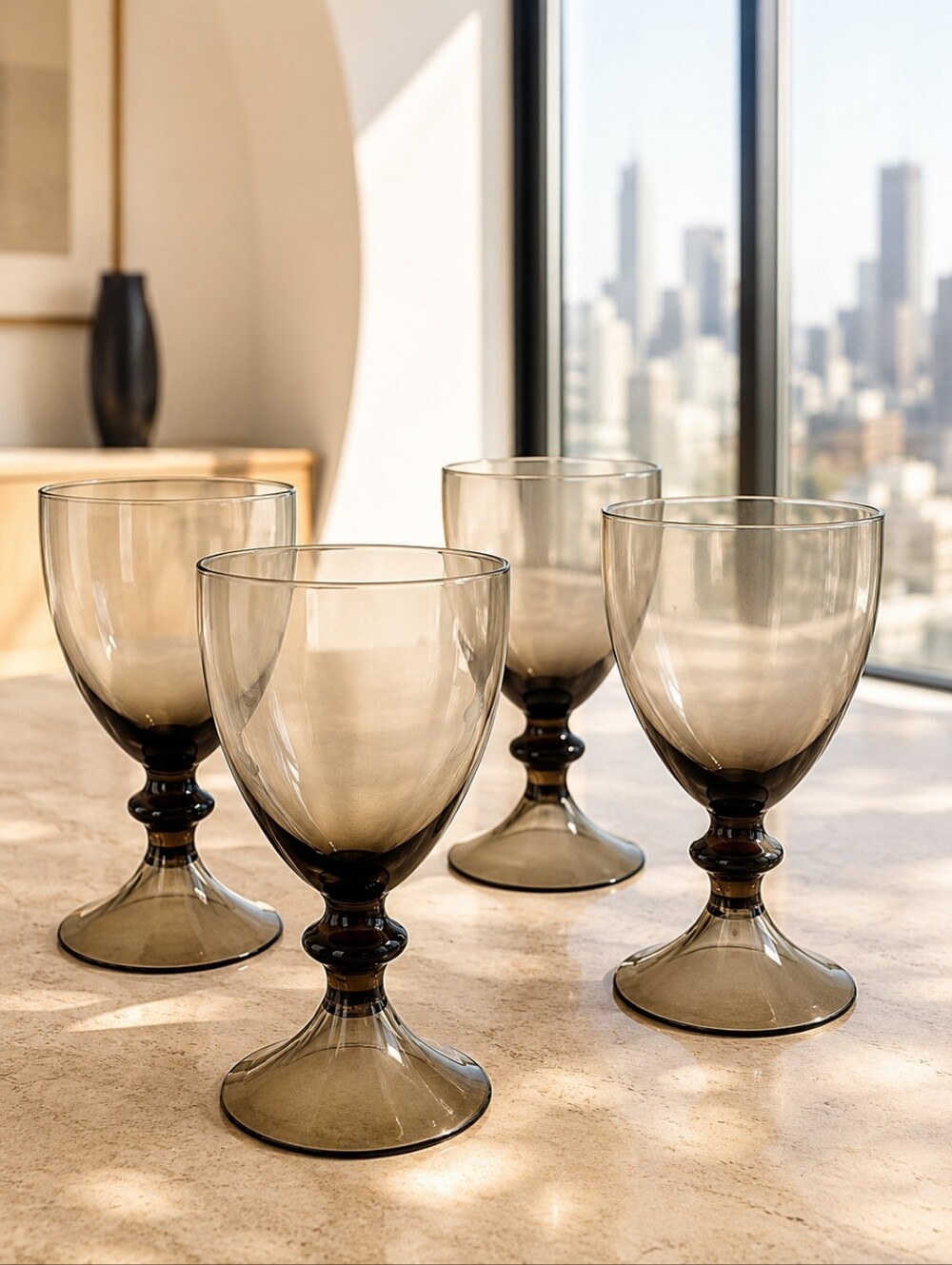 Diane von Furstenberg DVF High Rise Smoke Wine Glasses Set of 4